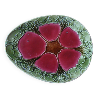 Plat ovale en Barbotine de la Faïencerie de Orchies à décor Art Nouveau