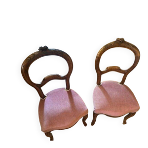 2 chaises anciennes en - velours rose