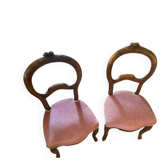 2 chaises anciennes en velours rose - Époque XIXe