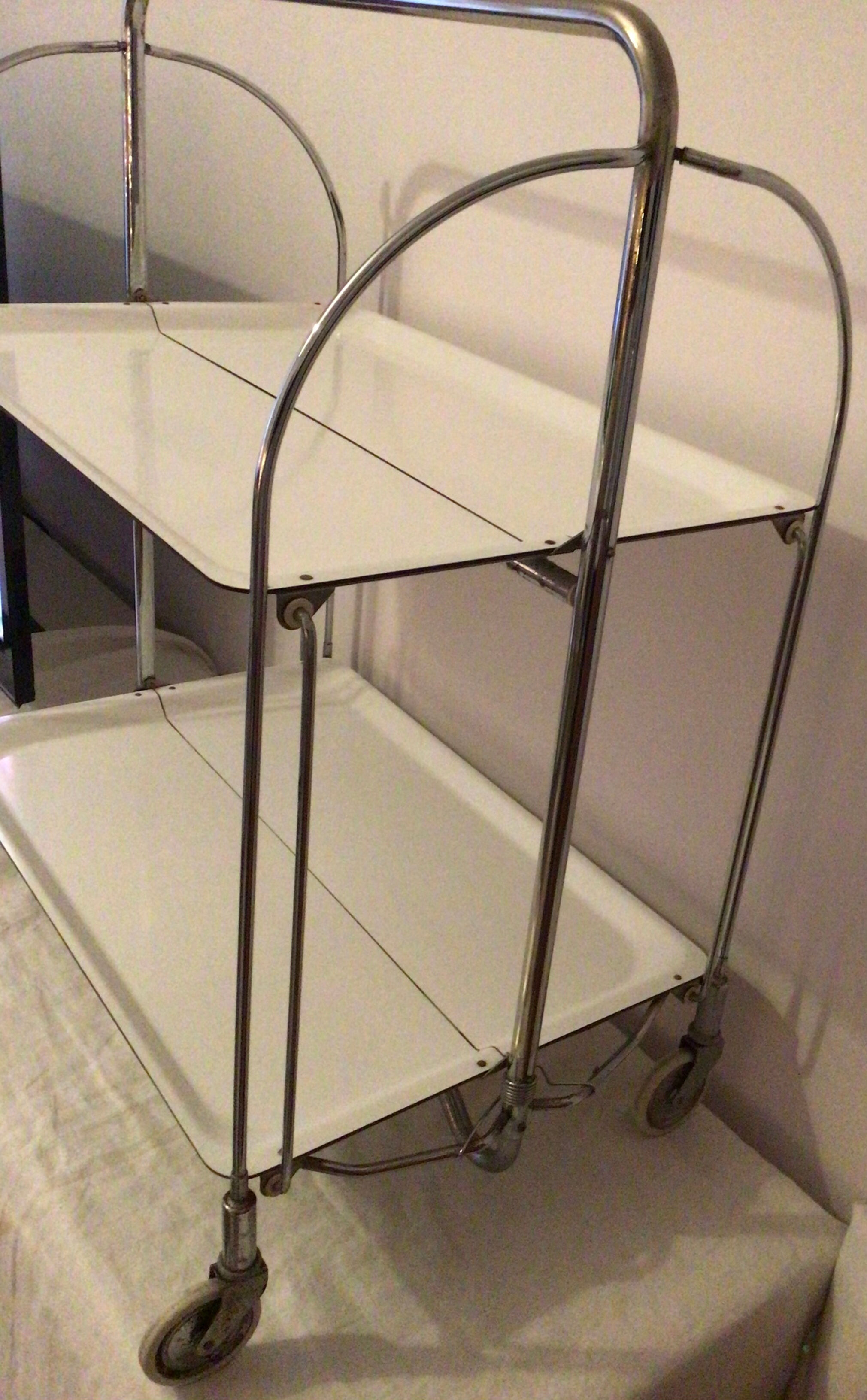 White formica vintage wheeled foldable dessert
