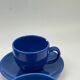 Set of 4 vintage blue ceramic cups and saucers.