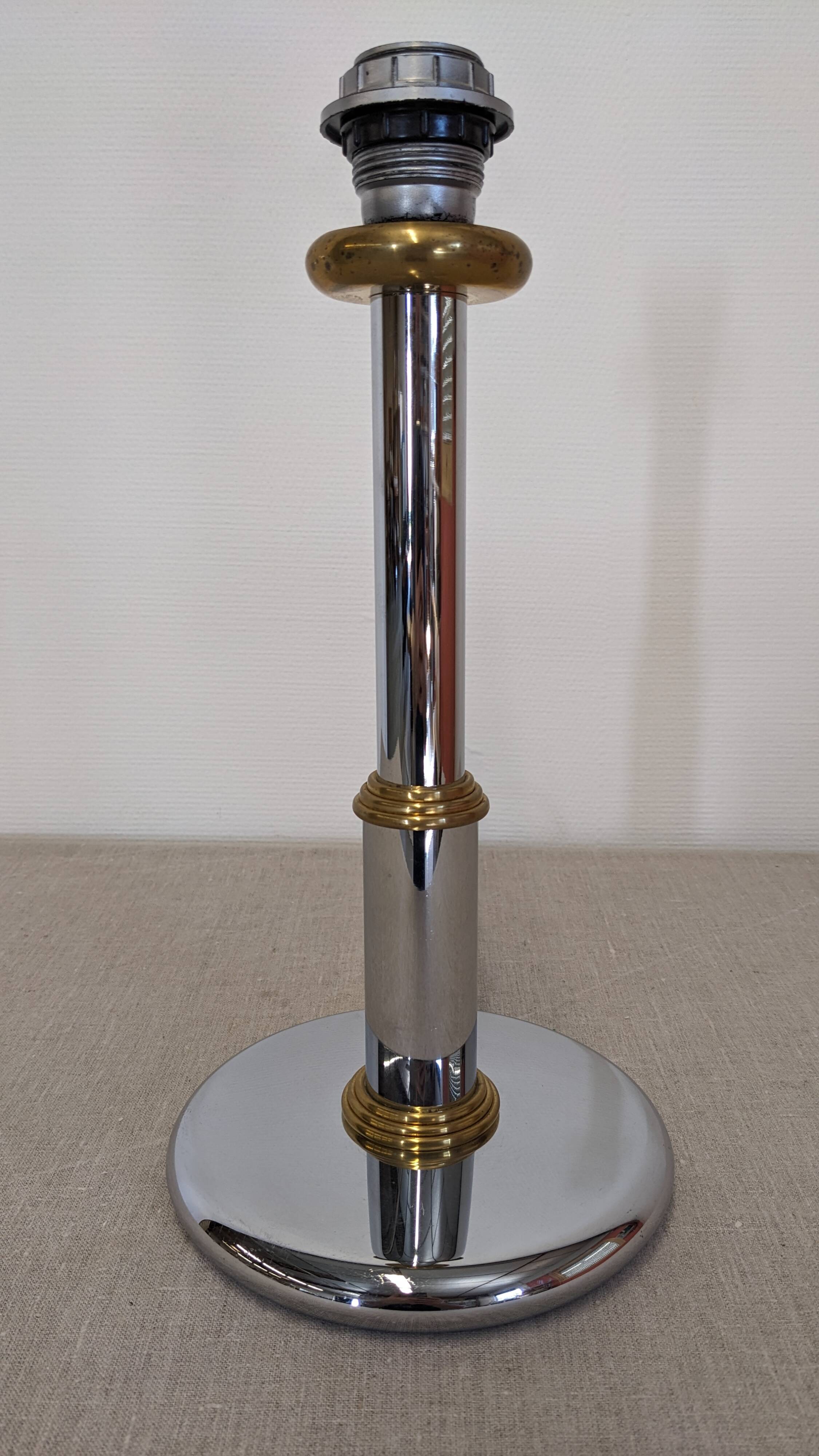 Hollywood Regency lamp base in chrome brass, France circa 1970.