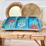 Glazed ceramic dish with flowers 50s