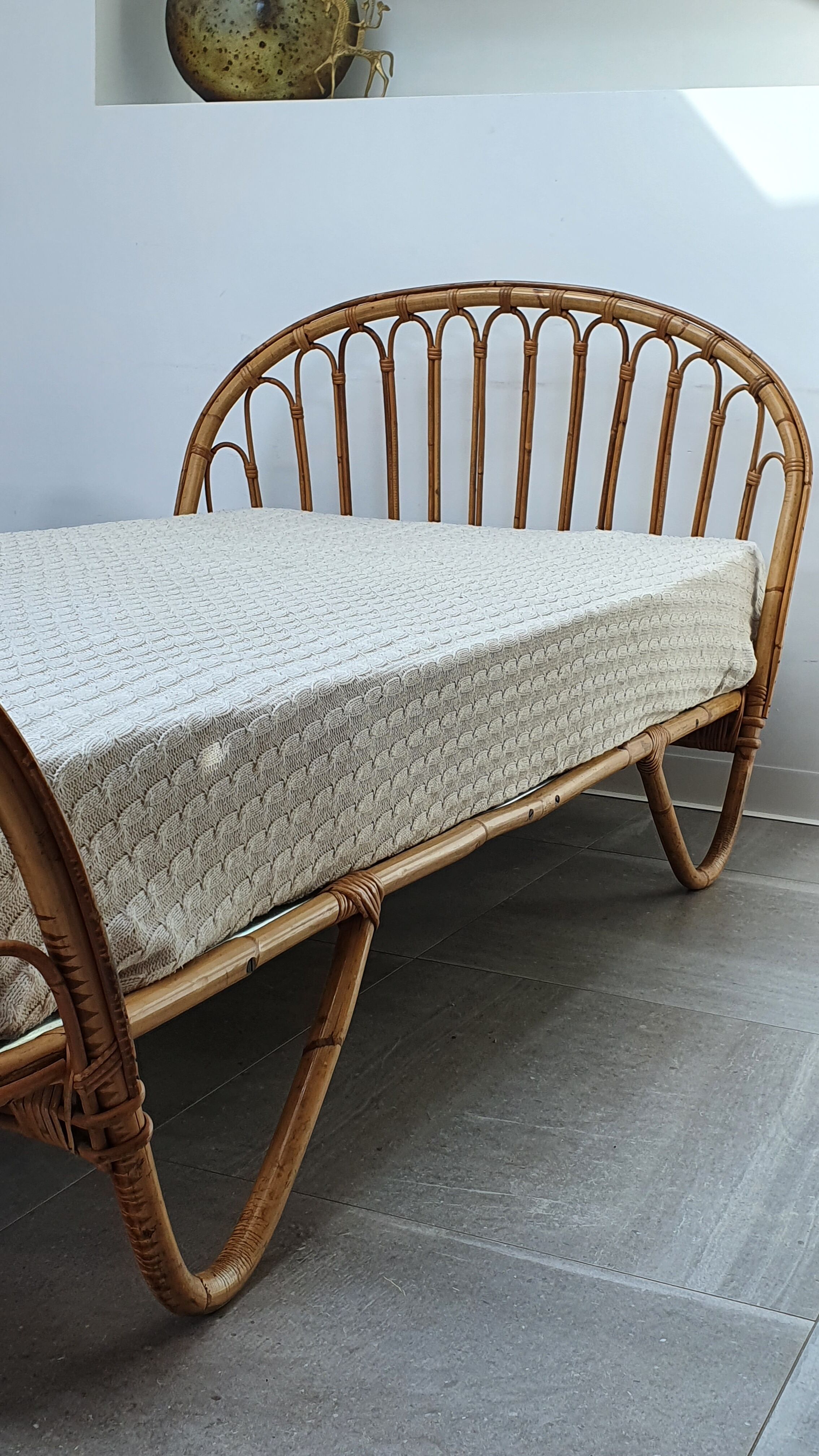 Rattan basket bed from the 50s
