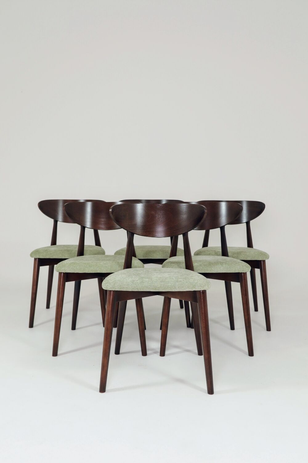 Modern set of 4 dining chairs, sage fabric