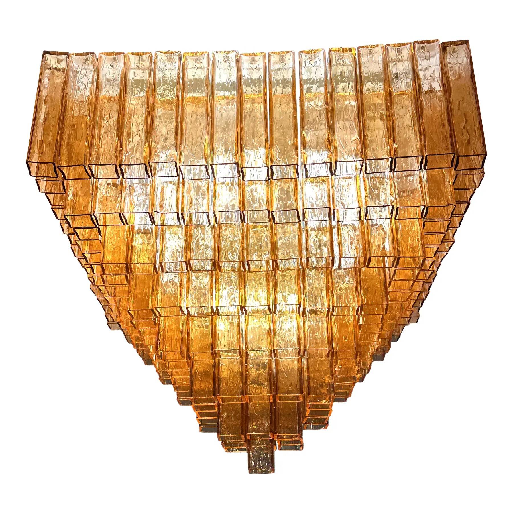 Majestic Luxury Venetian Amber-Rosè Murano Glass “Squared” Elements.
