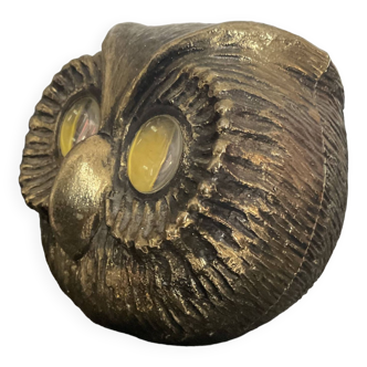 Vintage metal owl paperweight with