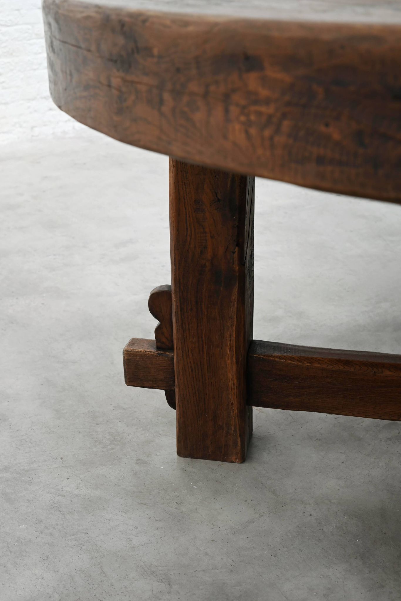 Rustic Brutalist Wooden Dining Table, France 1920s