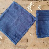 7 Antique navy blue embroidered napkins