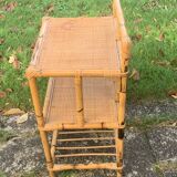 Vintage 3-tier bamboo and rattan shelf