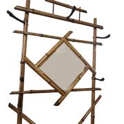 Art Deco, coat rack with bamboo mirror, diamond shape, around 1930.