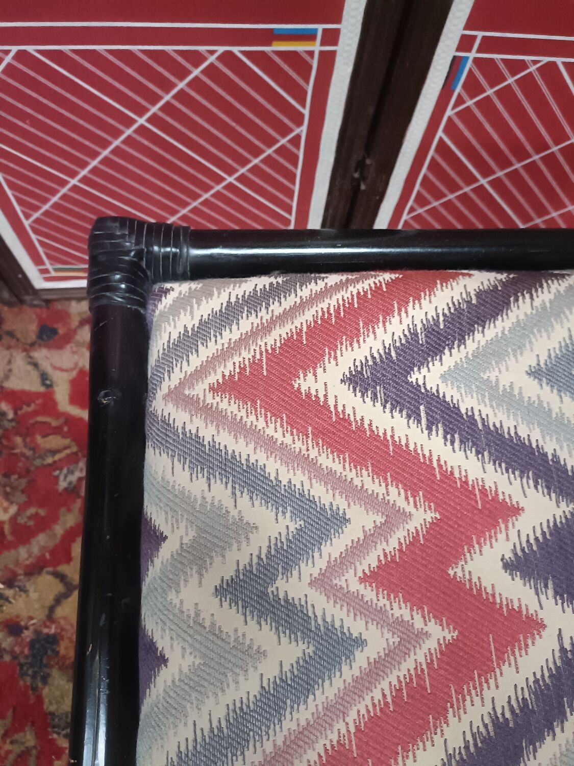 Rattan ottoman stool with woven seat