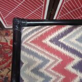 Rattan ottoman stool with woven seat