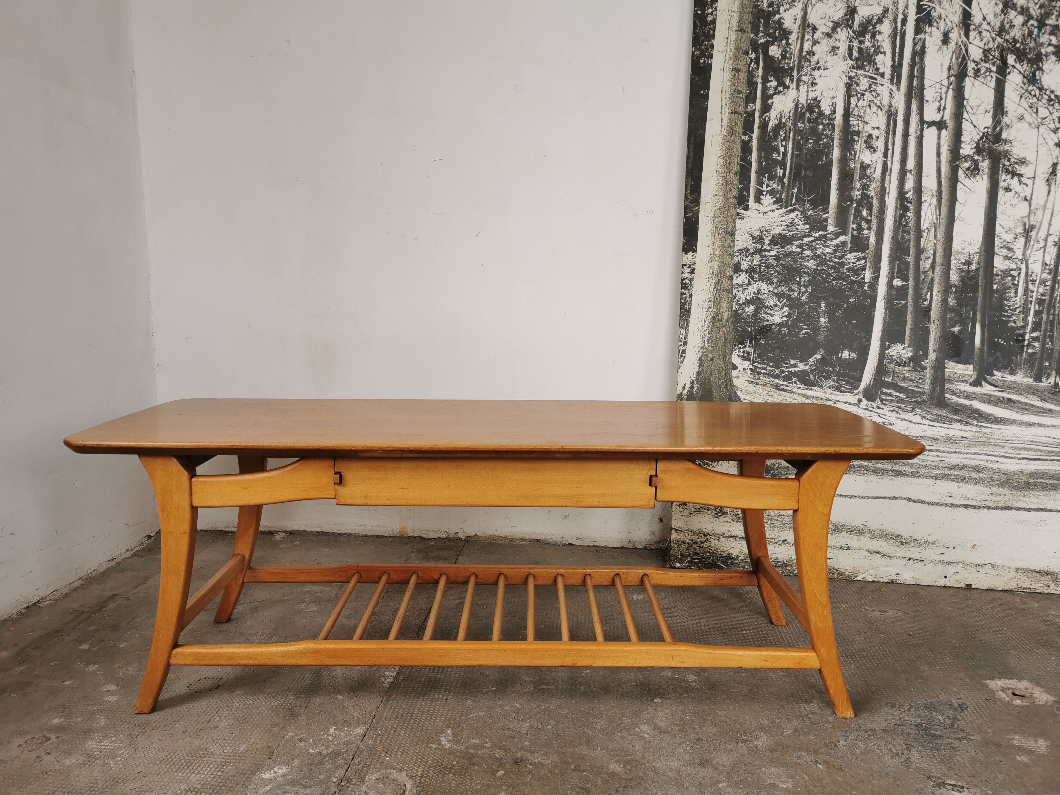Scandinavian coffee table in blond wood
