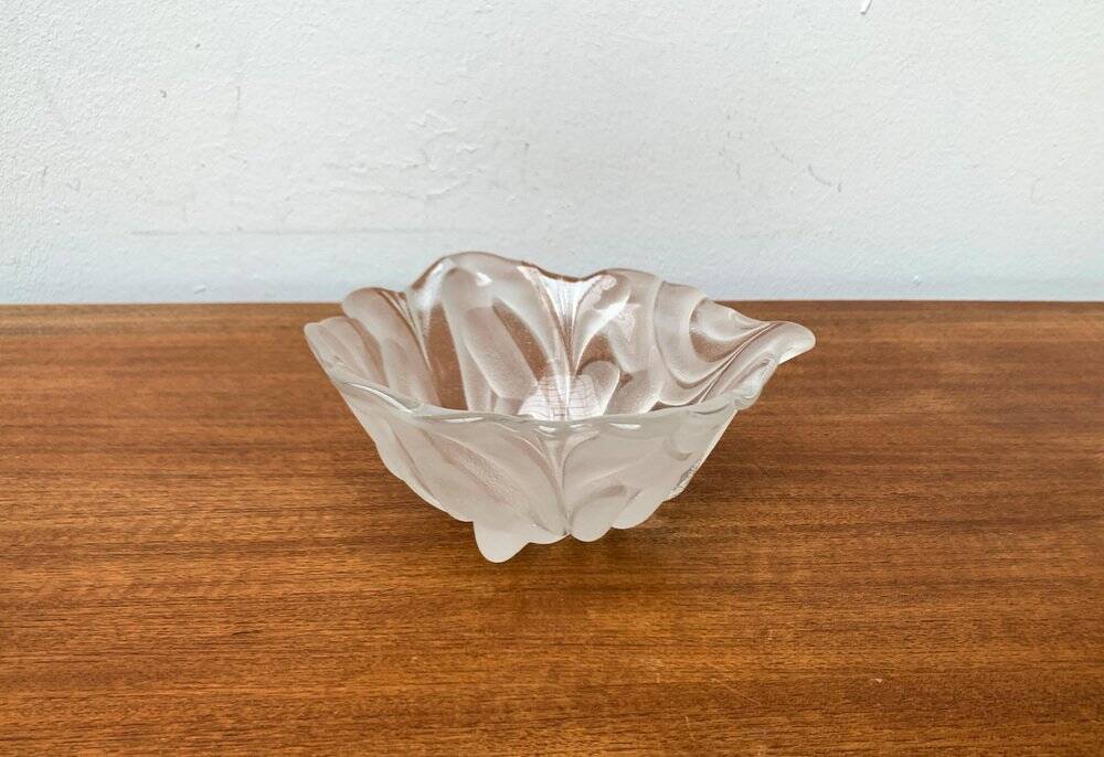 Vintage heavy floral glass bowl from Walther Glas, 1970s.