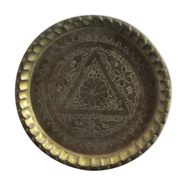 Ancien plateau marocain en laiton