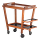 Vintage oak bar cart with removable tray. France 1950s.