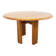 Table à manger ronde vintage Seltz des années 70 80 en orme blond massif