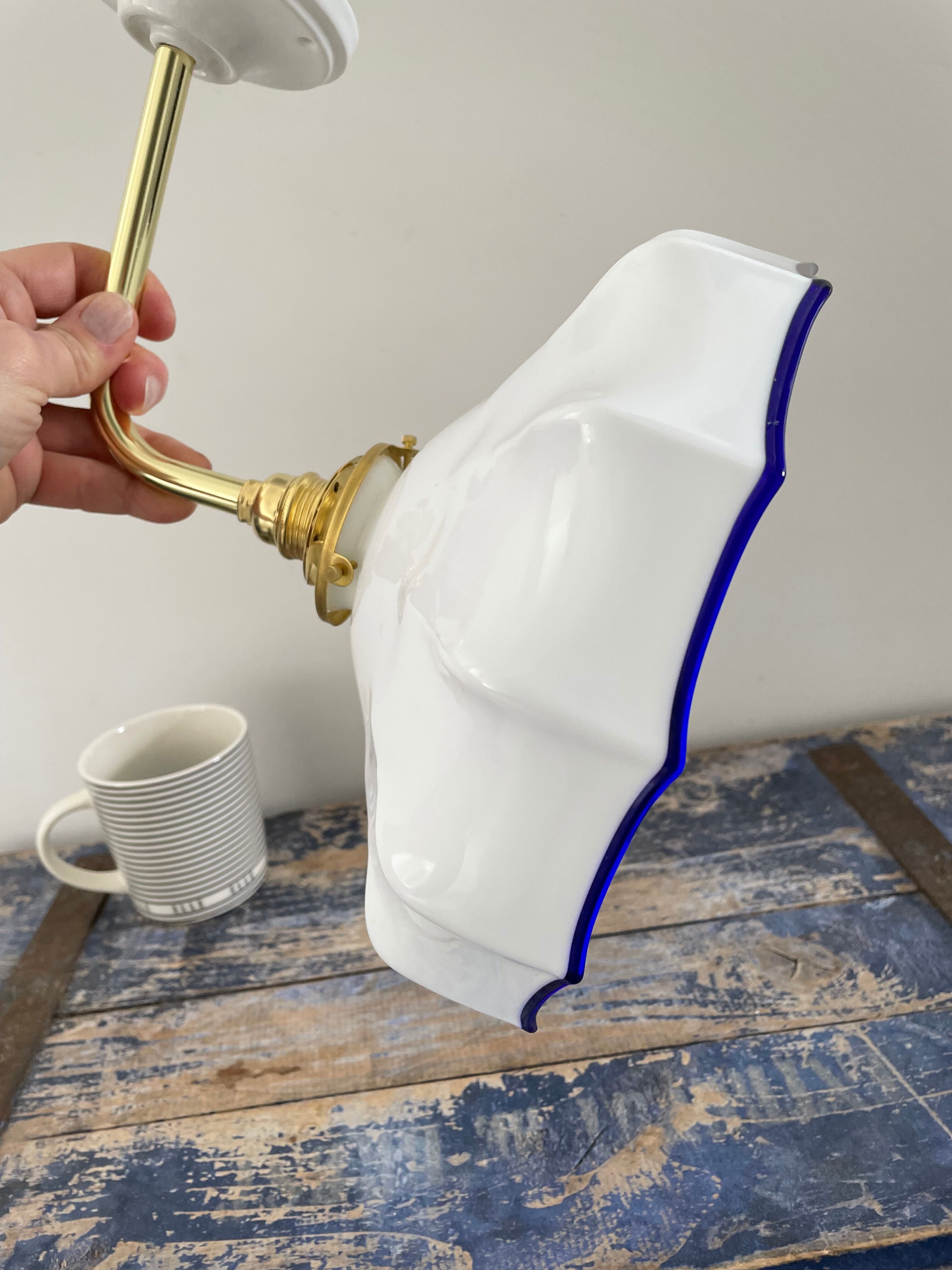 Vintage white opaline wall lamp