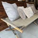 Old vintage military camp bed