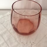 Rounded vase salmon pink glass - vintage
