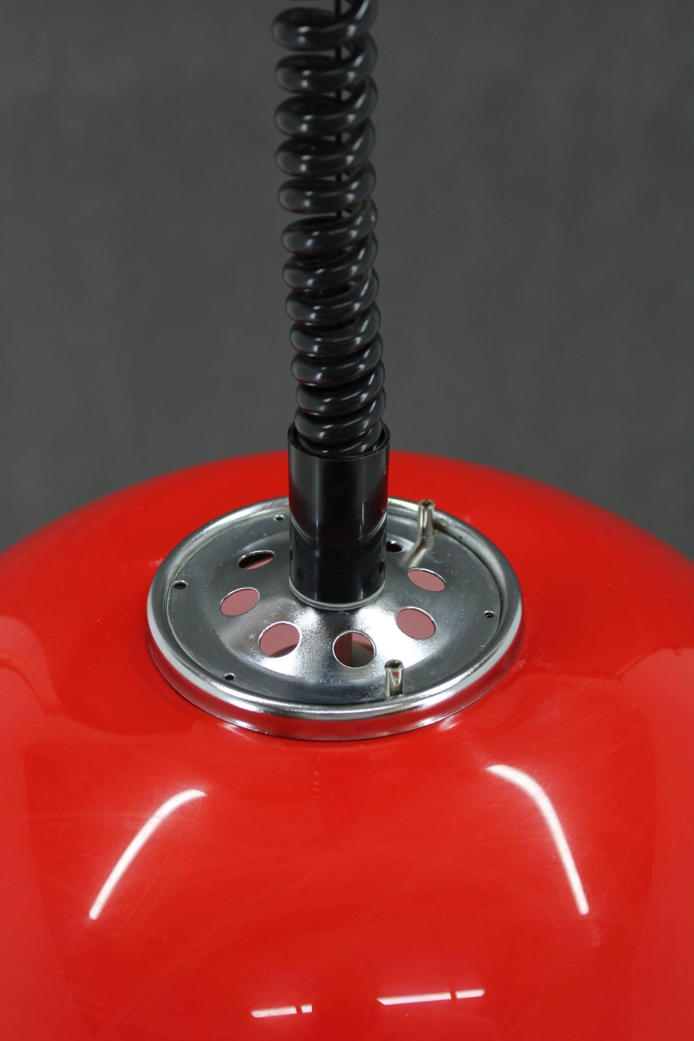 1970s Harvey Guzzini Red Pendant Light for Meblo, Italy