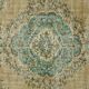 Vintage Turkish Carpet Floral Medallion Beige Green 280 x 166 cm