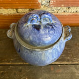 Apothecary pot + old lid peggy la bathie glazed polychrome stoneware