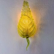 Barovier & Toso leaf-shaped wall sconce, green Murano glass, Italy, 1960s