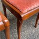 4 dining chairs made of solid wood and pink velvet fabric from the 1950s.