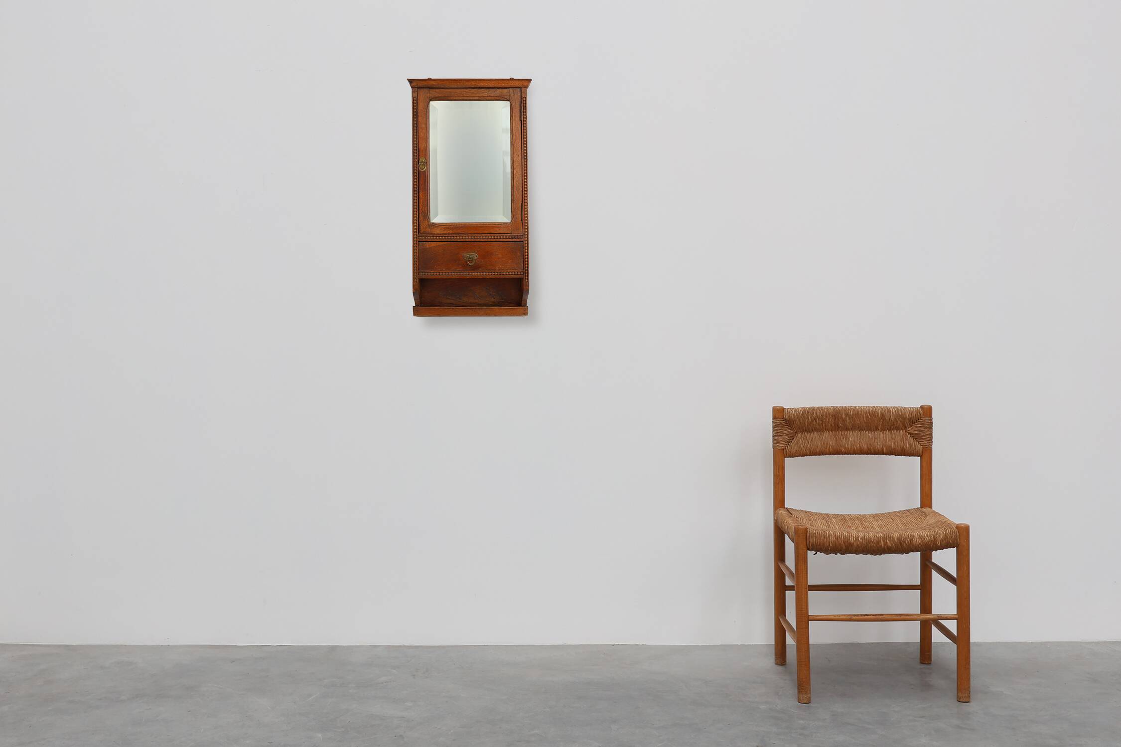 Art Deco Wooden Shaving Cabinet with Mirror, France 1930s