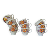 Lot of 10 vintage porcelain cups from Winterling Bavaria with orange flowers from the 70s.