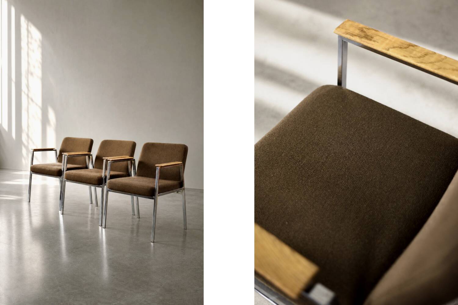 Chaise de conférence vintage mid-century moderne allemande marron de Drabert, 1970