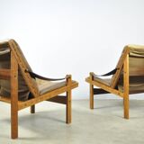 BRUKSBO / vintage Hunter safari easy chairs (2) / Torbjørn Afdal / Norway 1960s