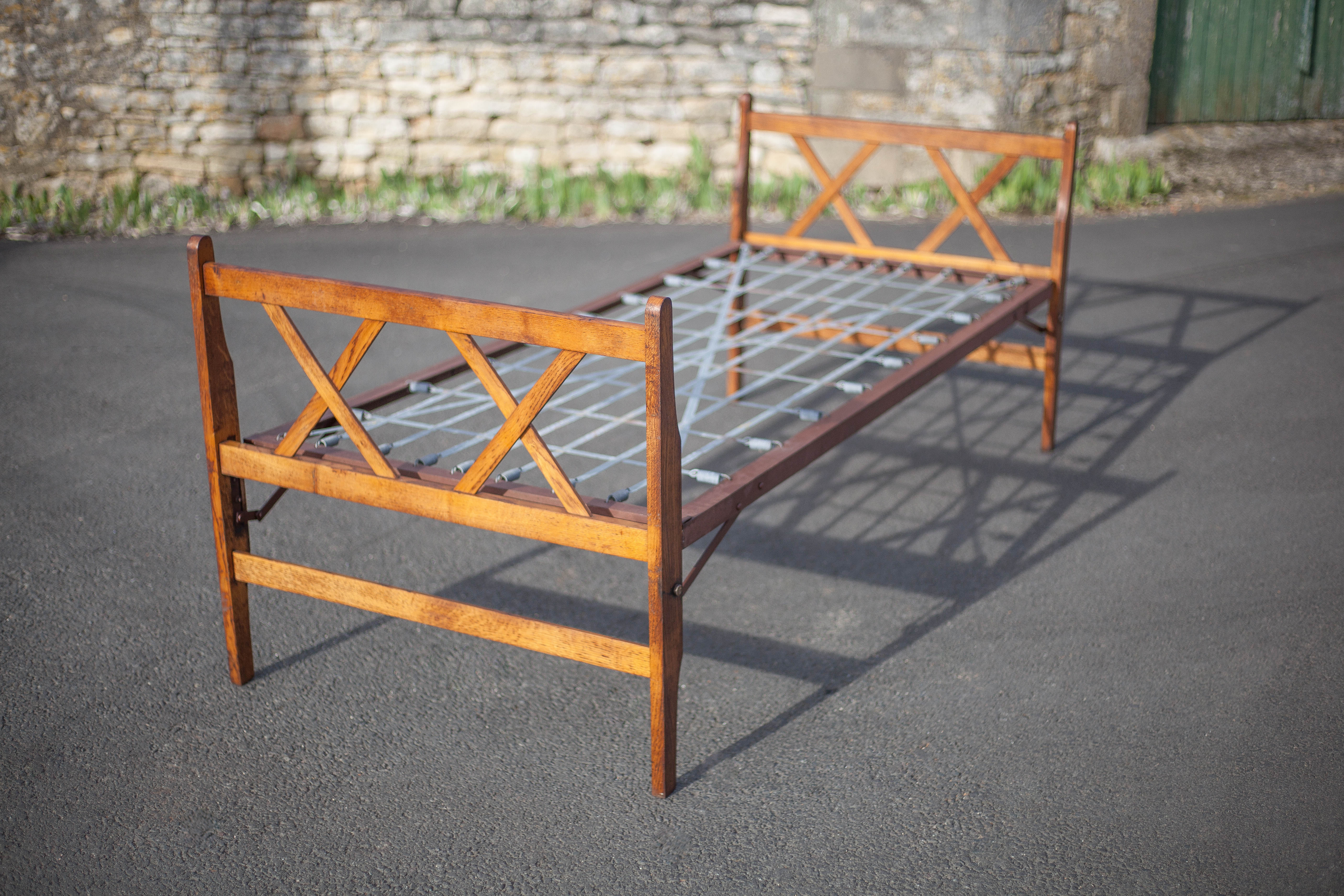 Old wood folding bed, reconstruction period bed, daybed