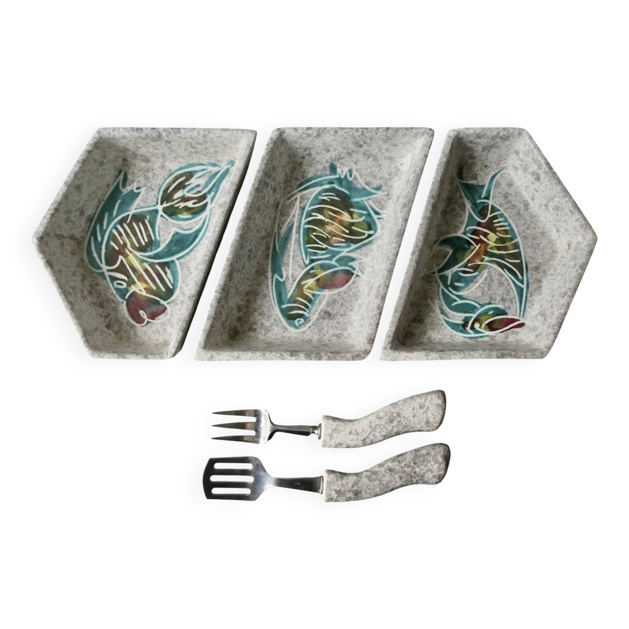 Borty Vallauris ceramic 3-bowl set, 1950s