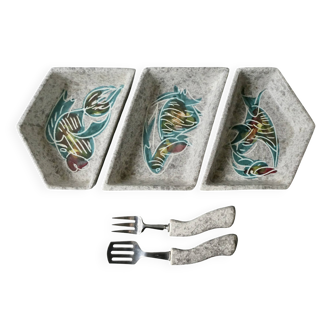 Borty Vallauris ceramic 3-bowl set, 1950s