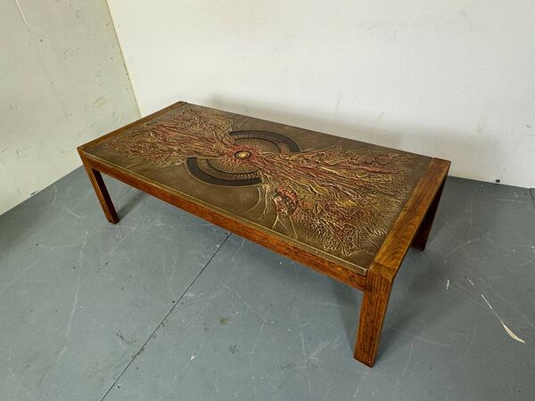 Table basse brutaliste vintage du milieu du siècle, style Régence, années 1960