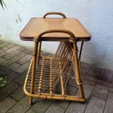 Table d'appoint rotin 60's