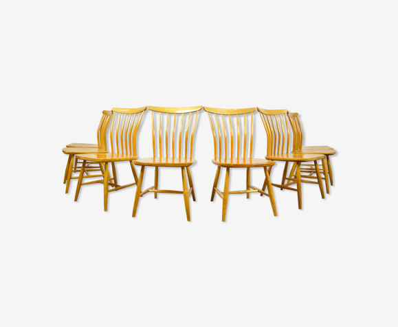 Set of 8 birch wood dining chair SZ03by Bengt Akerblom and Gunnar Eklof for Akerblom Stolen, 1950s