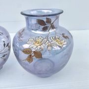 Paire de petits vases art nouveau decor floral émaillé
