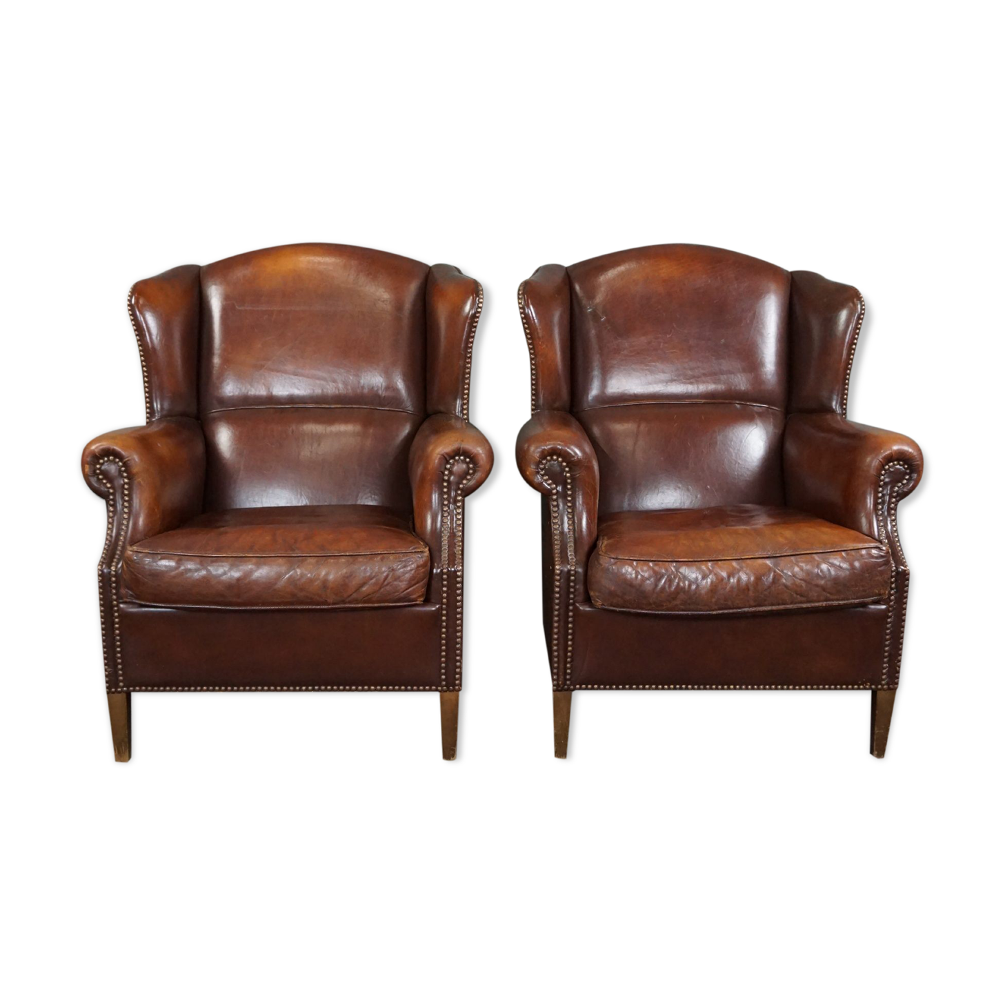 Set of two sheepskin armchairs