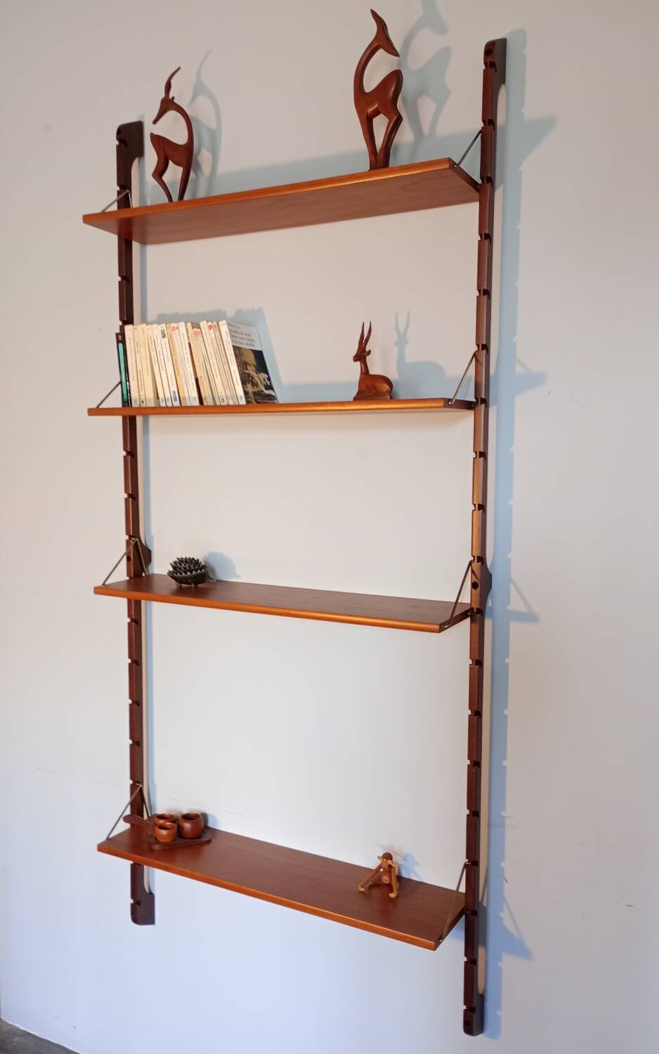 Ergo wall-mounted teak shelves, Vintage Scandinavian 1960s