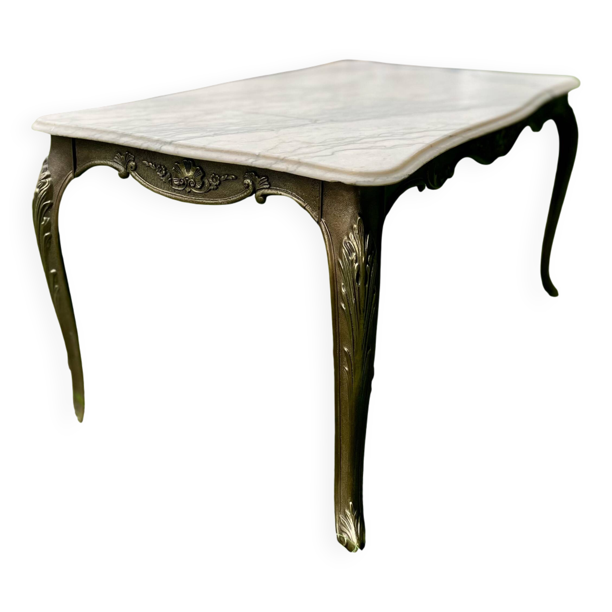 Louis XV style solid marble coffee table - Vintage Rococo
