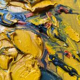 Painting "Bouquet of yellow roses" by Patrick HUGONNOT (1963) + frame