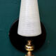 Pair of brass wall sconces tulips in white striated glass and black metal