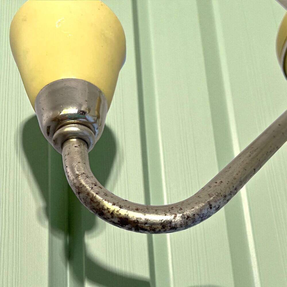 Mid Century Modern opaline glass 3-light chandelier