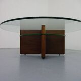 Italian rosewood and glass coffee table, 1960s