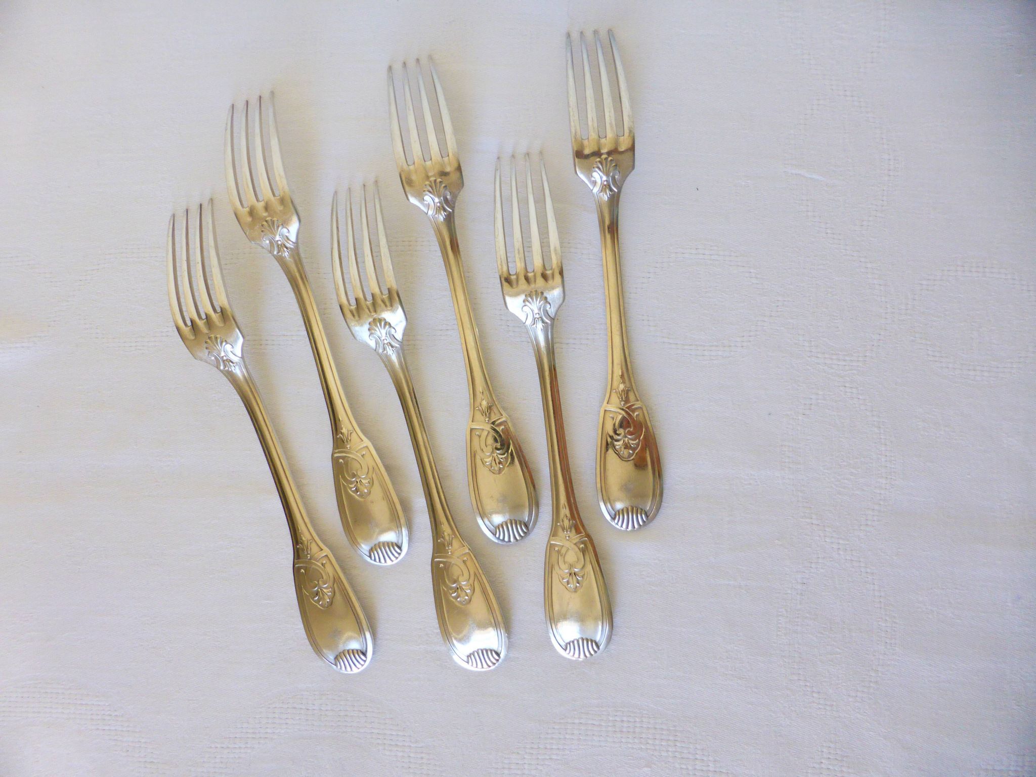 6 vintage silver metal forks punched 2106158