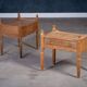 Brutalist Oak Bedside Tables attributed to Henning Kjærnulf, 1970s, Set of 2